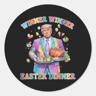 Grappige Trump Easter Egg Winner Paaseieren Diner Ronde Sticker
