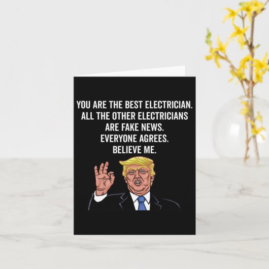 Grappige Trump elektricien lijnwerker  Kaart (Gele Bloem)
