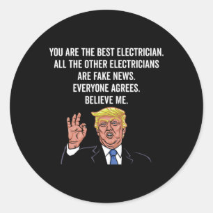 Grappige Trump elektricien Lineman Ronde Sticker