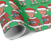 Grappige Trump Elf Custom Gezicht foto Elf Kerstmi Cadeaupapier (Rol Hoek)