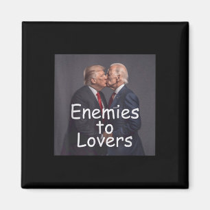 Grappige Trump en Biden zoenen, vijanden voor geli Magneet