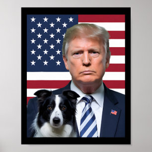 Grappige Trump en Border Collie Dog Amerikaanse vl Poster