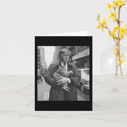 Grappige Trump en Cat Kaart (Gele Bloem)