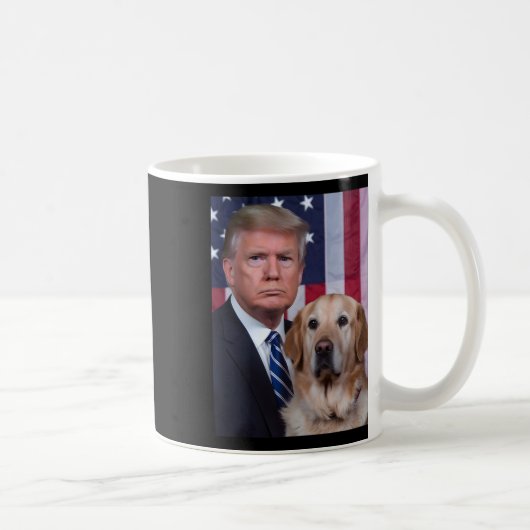 Grappige Trump en Golden Retriever hond Amerikaans Koffiemok (Rechts)