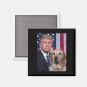 Grappige Trump en Golden Retriever hond Amerikaans Magneet (Voorkant / Achterkant)