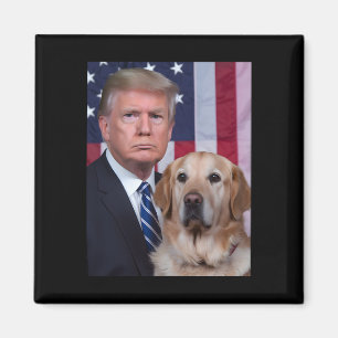 Grappige Trump en Golden Retriever hond Amerikaans Magneet