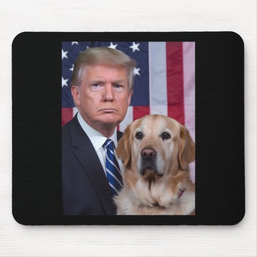 Grappige Trump en Golden Retriever hond Amerikaans Muismat (Voorkant)