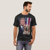 Grappige Trump en Golden Retriever hond Amerikaans T-shirt (Voorkant volledig)