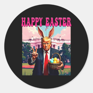 Grappige Trump en Paaseieren Bysket Witte Huis Hap Ronde Sticker