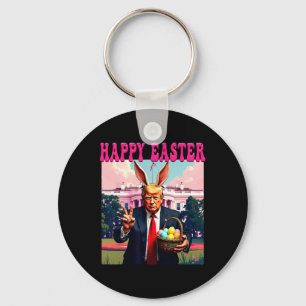 Grappige Trump en Pasen Eieren Mandje Witte Huis G Sleutelhanger