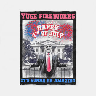 Grappige Trump Gelukkige 4e Juli Enorme Vuurwerk P Fleece Deken
