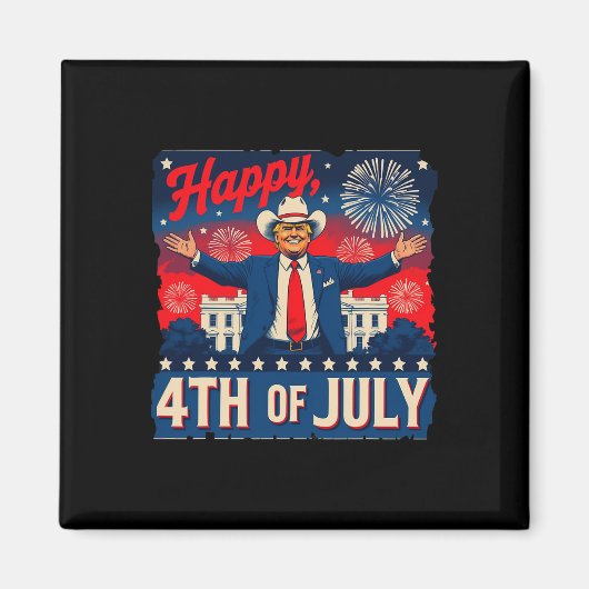 Grappige Trump Gelukkige 4e Juli Magneet (Voorkant)