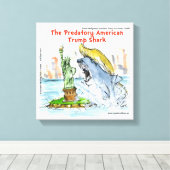 Grappige Trump Haai Canvas Print van Rick London (Insitu (Houten vloer))