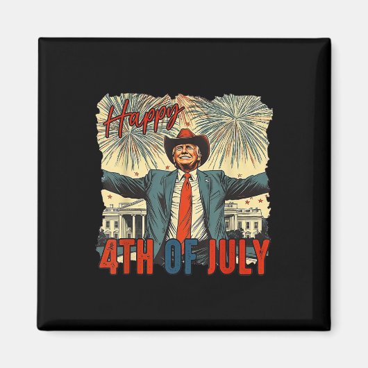 Grappige Trump Happy 4 juli Onafhankelijkheidsdag Magneet (Voorkant)