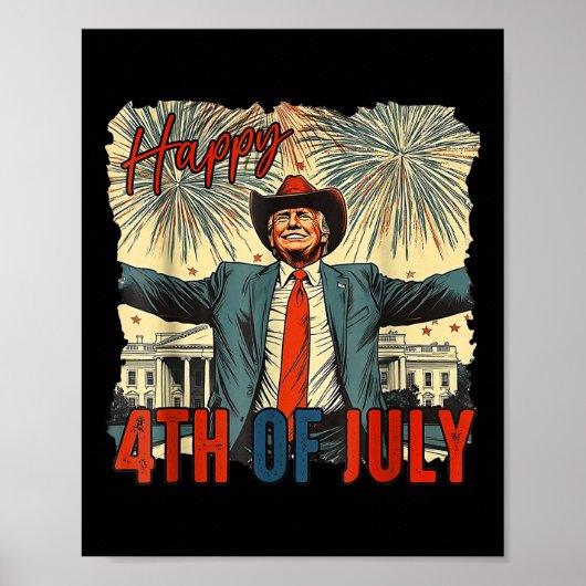 Grappige Trump Happy 4 juli Onafhankelijkheidsdag Poster (Voorkant)