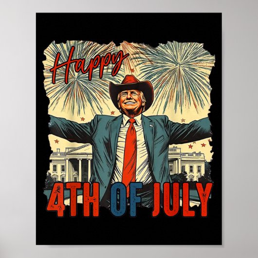 Grappige Trump Happy 4 juli Onafhankelijkheidsdag Poster (Voorkant)