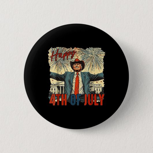 Grappige Trump Happy 4 juli Onafhankelijkheidsdag Ronde Button 5,7 Cm (Voorkant)