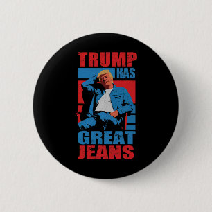 Grappige Trump Heeft Grote Broek Humor Mannen Vrou Ronde Button 5,7 Cm