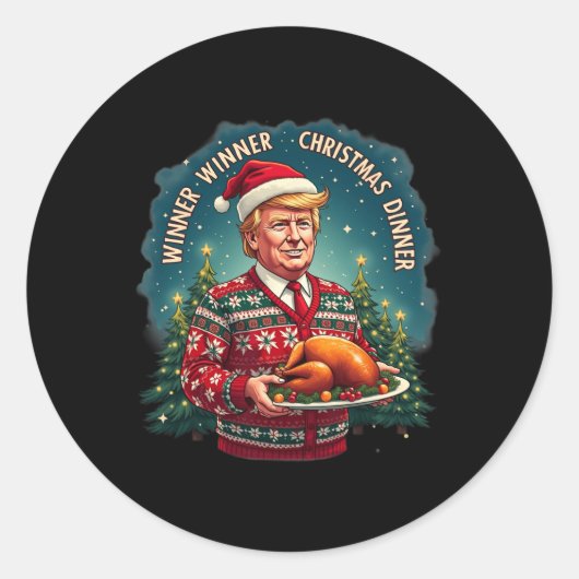 Grappige Trump Humor kerstwinnaar Ronde Sticker (Voorkant)