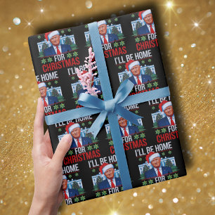 Grappige Trump, ik ben thuis voor lelijke kerst Cadeaupapier