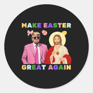 Grappige Trump Jezus Christus Maak Pasen Groot Aga Ronde Sticker