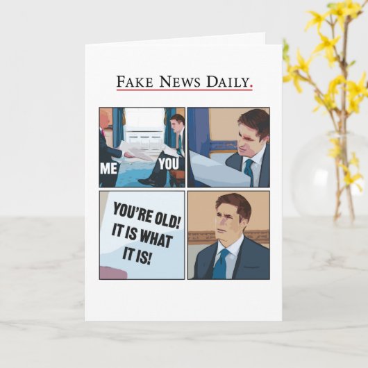 Grappige Trump Jonathan Swan Interview Verjaardag Kaart (Gele Bloem)