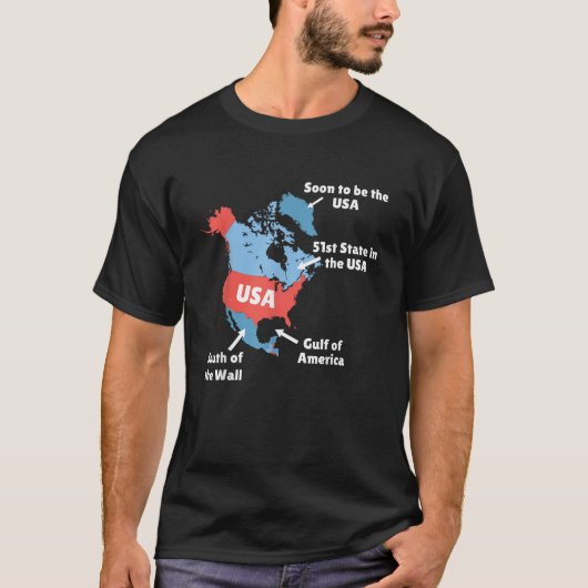 Grappige Trump kaart van de VS Canada Groenland Go T-shirt (Voorkant)