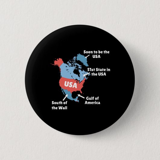 Grappige Trump-kaart van de VS - Canada, Groenland Ronde Button 5,7 Cm (Voorkant)