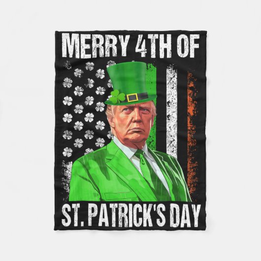 Grappige Trump Kabouter Hoed Gelukkig 4e St Patric Fleece Deken (Voorkant)