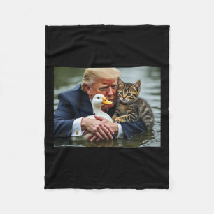 Grappige Trump kat en eend memes Kerstmis Hallowee Fleece Deken