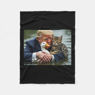 Grappige Trump kat en eend memes Kerstmis Hallowee Fleece Deken