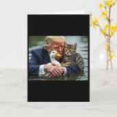 Grappige Trump Kat En Eend Memes Kerstmis Hallowee Kaart (Gele Bloem)