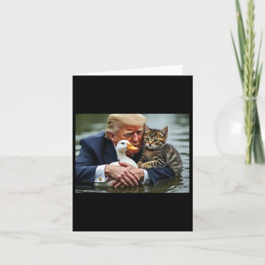 Grappige Trump kat en eend memes Kerstmis Hallowee Kaart (Voorkant)