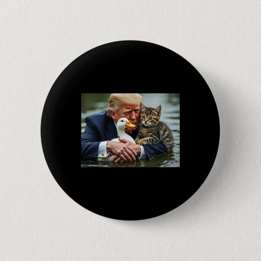 Grappige Trump kat en eend memes Kerstmis Hallowee Ronde Button 5,7 Cm (Voorkant)