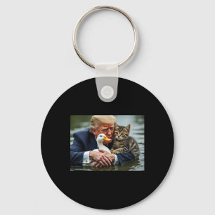Grappige Trump kat en eend memes Kerstmis Hallowee Sleutelhanger