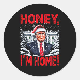 Grappige Trump Kerst Honey Im Home Donald Trump Ch Ronde Sticker