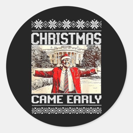 Grappige Trump-kerst kwam begin dit jaar 2024 Ronde Sticker (Voorkant)