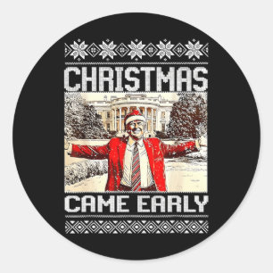 Grappige Trump-kerst kwam begin dit jaar 2024 Ronde Sticker