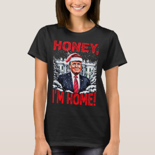 Grappige Trump Kerst Xmas Schat Ik Ben Thuis Donal T-shirt