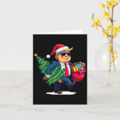 Grappige Trump Kerstboom Licht Kerstmis Uniek Kaart (Gele Bloem)