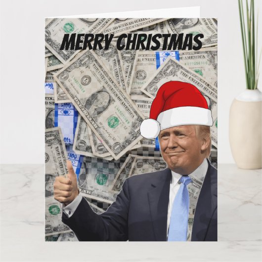Grappige Trump Kerstkaart, $2.000 Kaart (Voorkant)