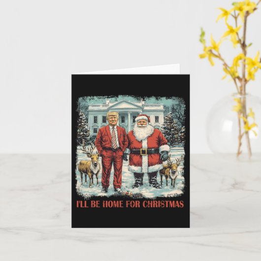 Grappige Trump kerstman Ik zal thuis zijn voor Ker Kaart (Gele Bloem)