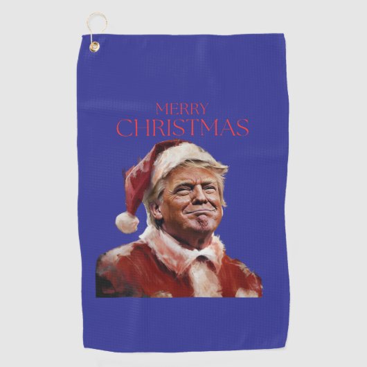 Grappige Trump Kerstman Kaart Golfhanddoek (Voorkant)