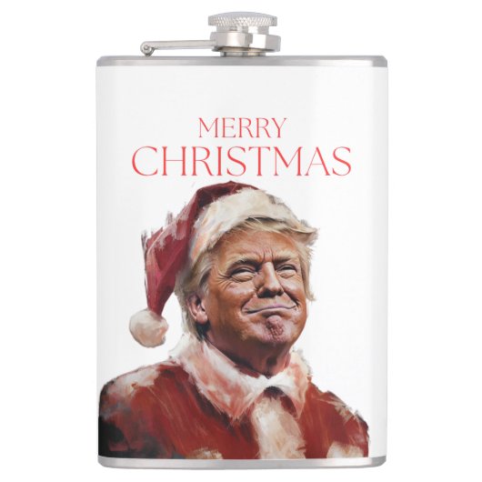 Grappige Trump Kerstman Kaart Heupfles (Voorkant)