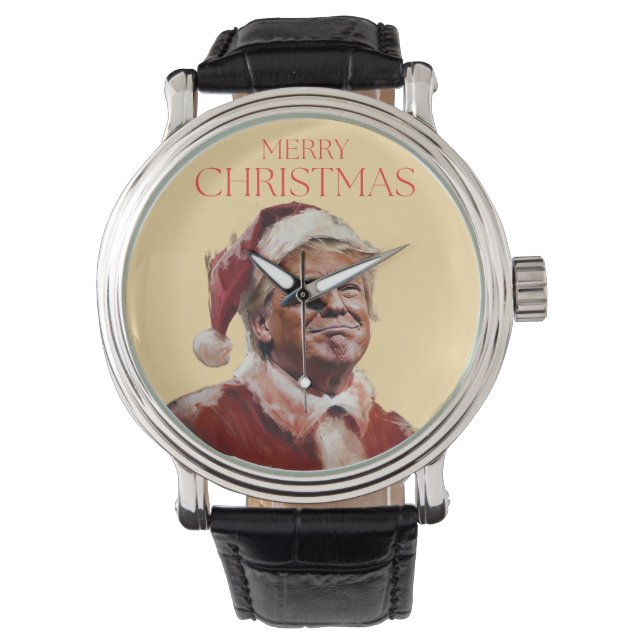 Grappige Trump Kerstman Kaart Horloge (Voorkant)