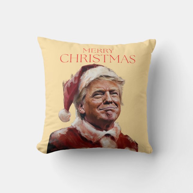 Grappige Trump Kerstman Kaart Kussen (Voorkant)