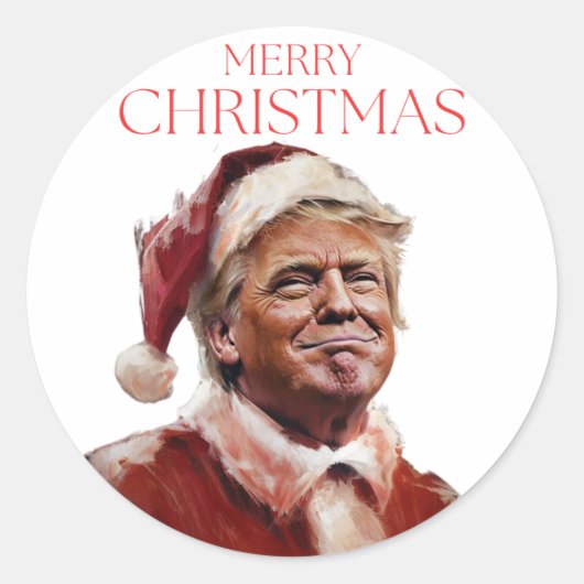 Grappige Trump Kerstman Kaart Ronde Sticker (Voorkant)