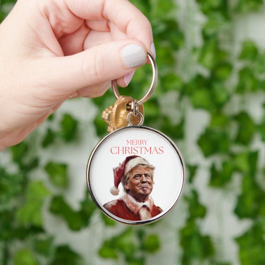 Grappige Trump Kerstman Kaart Sleutelhanger (Hand)