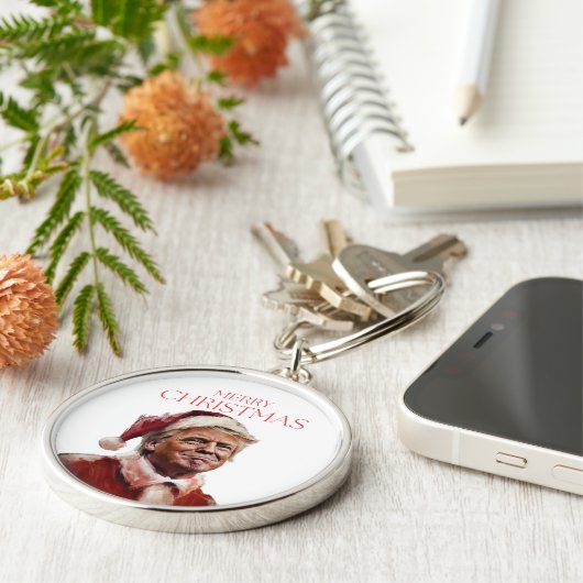 Grappige Trump Kerstman Kaart Sleutelhanger (Zijkant)