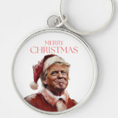 Grappige Trump Kerstman Kaart Sleutelhanger (Voorkant)